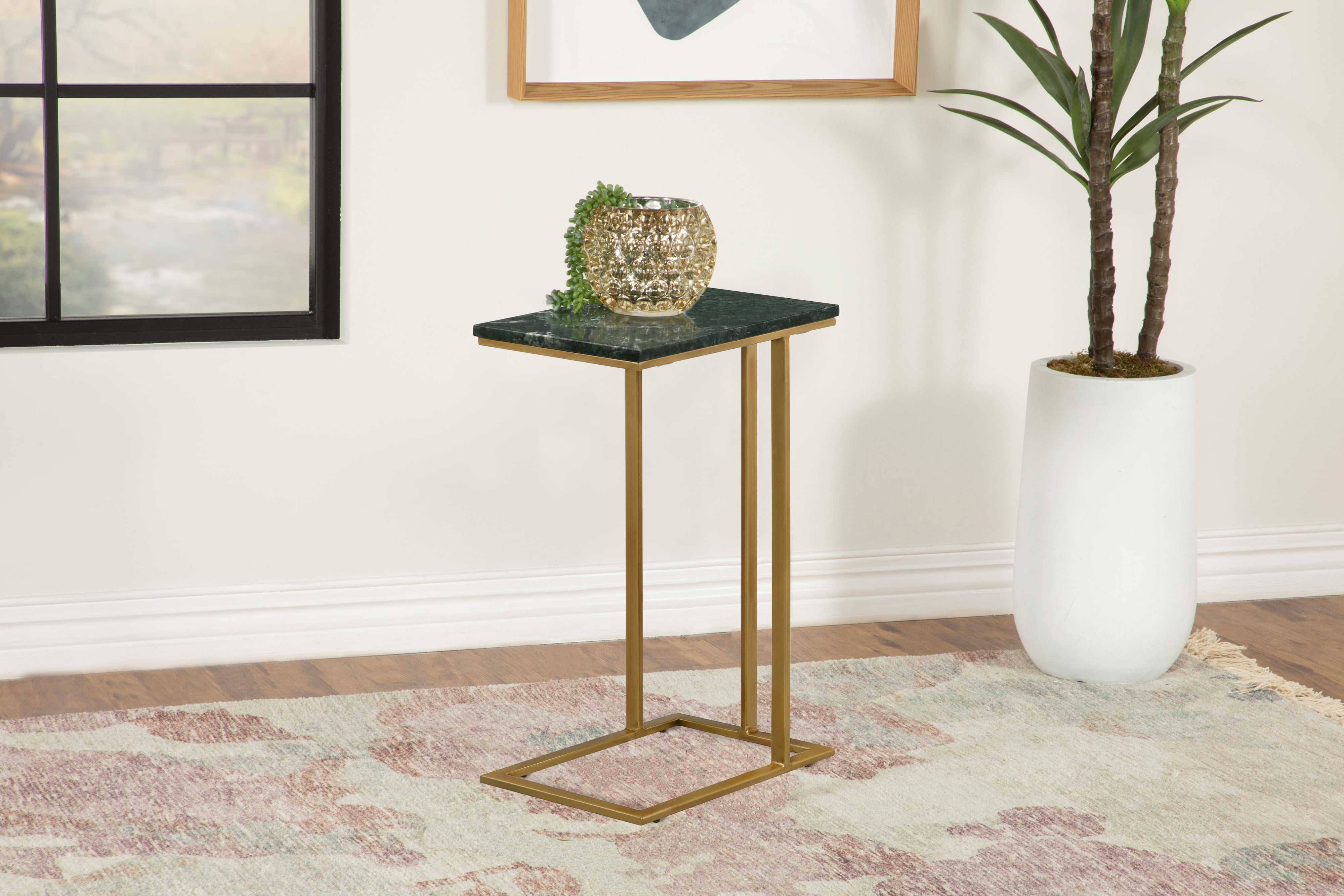 Coaster Vicente Marble Top C-Shaped Sofa Side Table