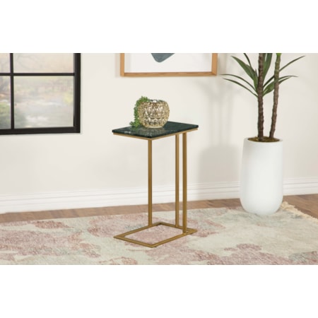 Marble Top C-Shaped Sofa Side Table