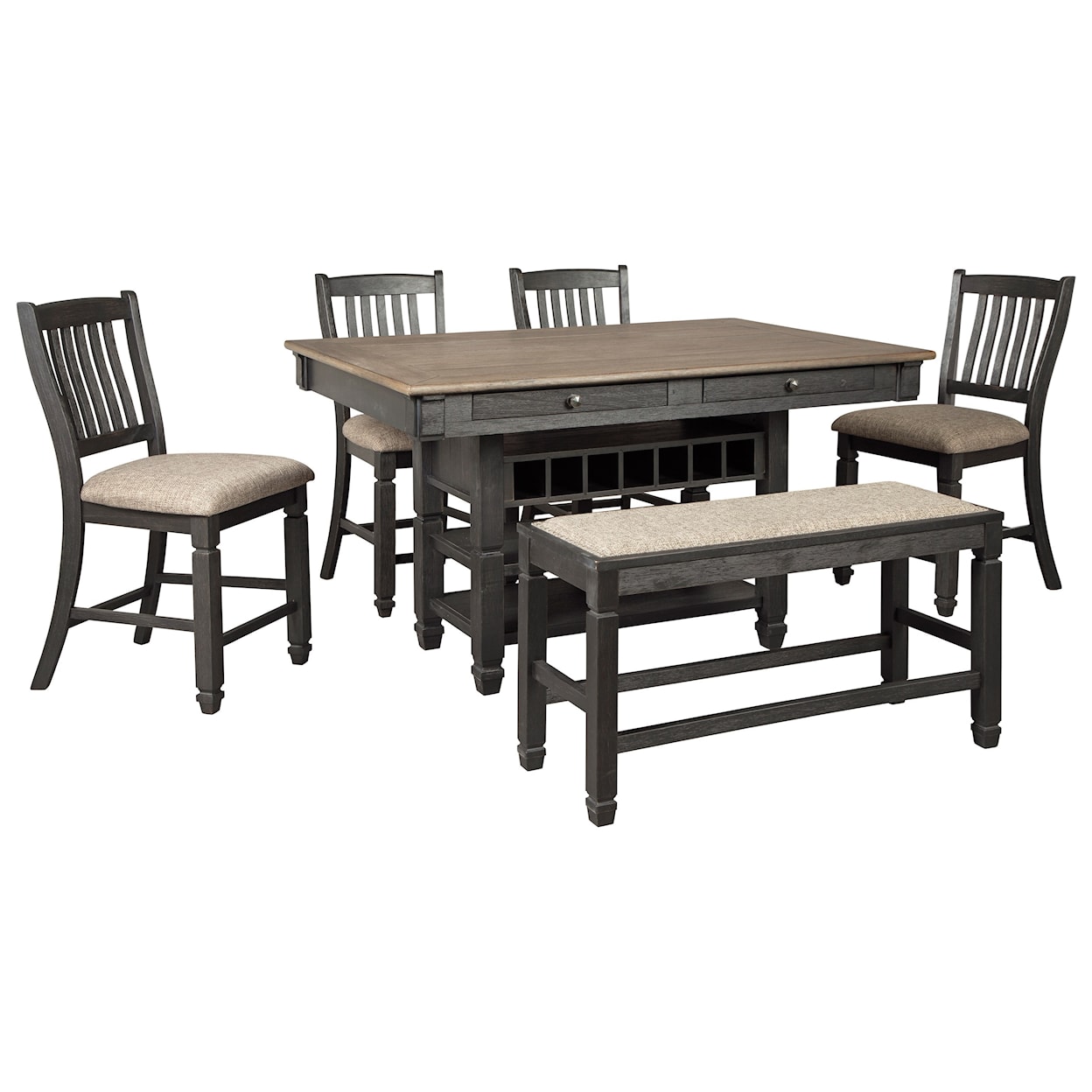 Signature Design by Ashley Tory 6-Piece Counter Table Set with Bench