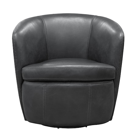 Leather Swivel Barrel Chair (Set of 2)