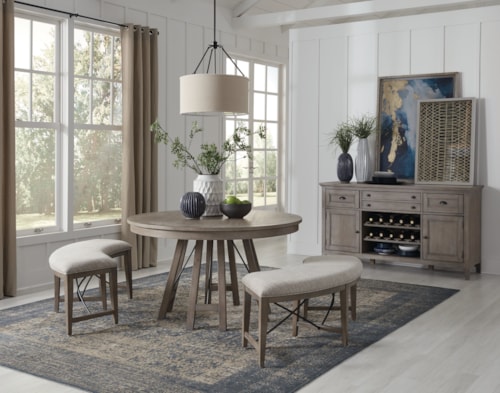 Casual 3-Piece Dining Set with Benches