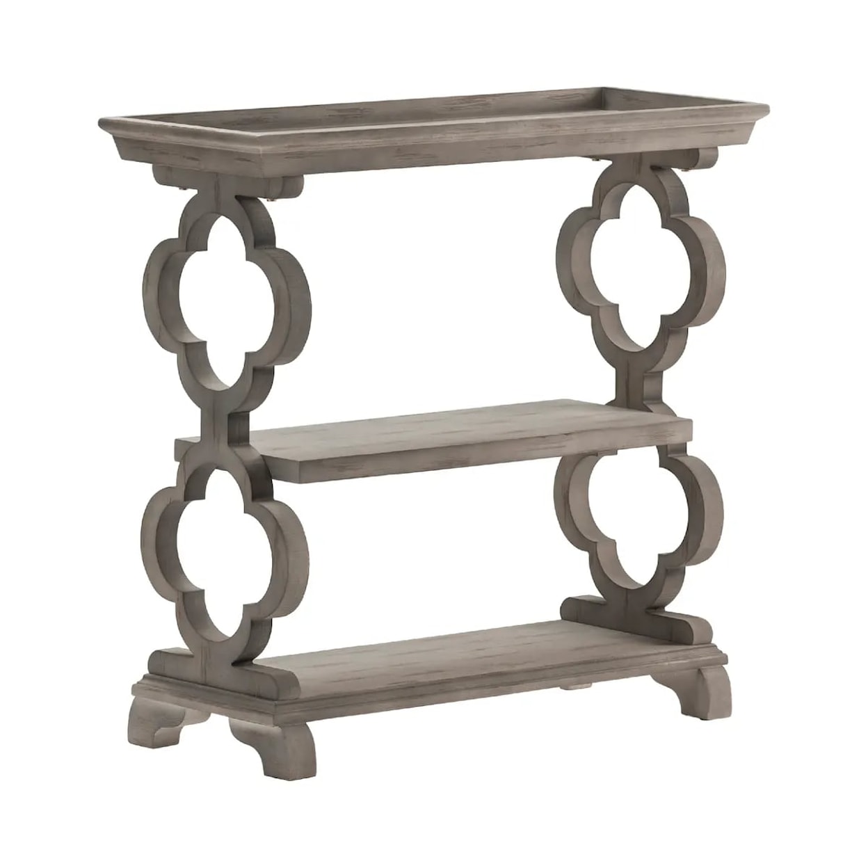 Crestview Collection Accent Furniture Chelsea Tray Top Grey Quatrefoil Console Tab