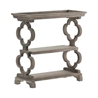 Traditional Tray Top Grey Quatrefoil Console Table