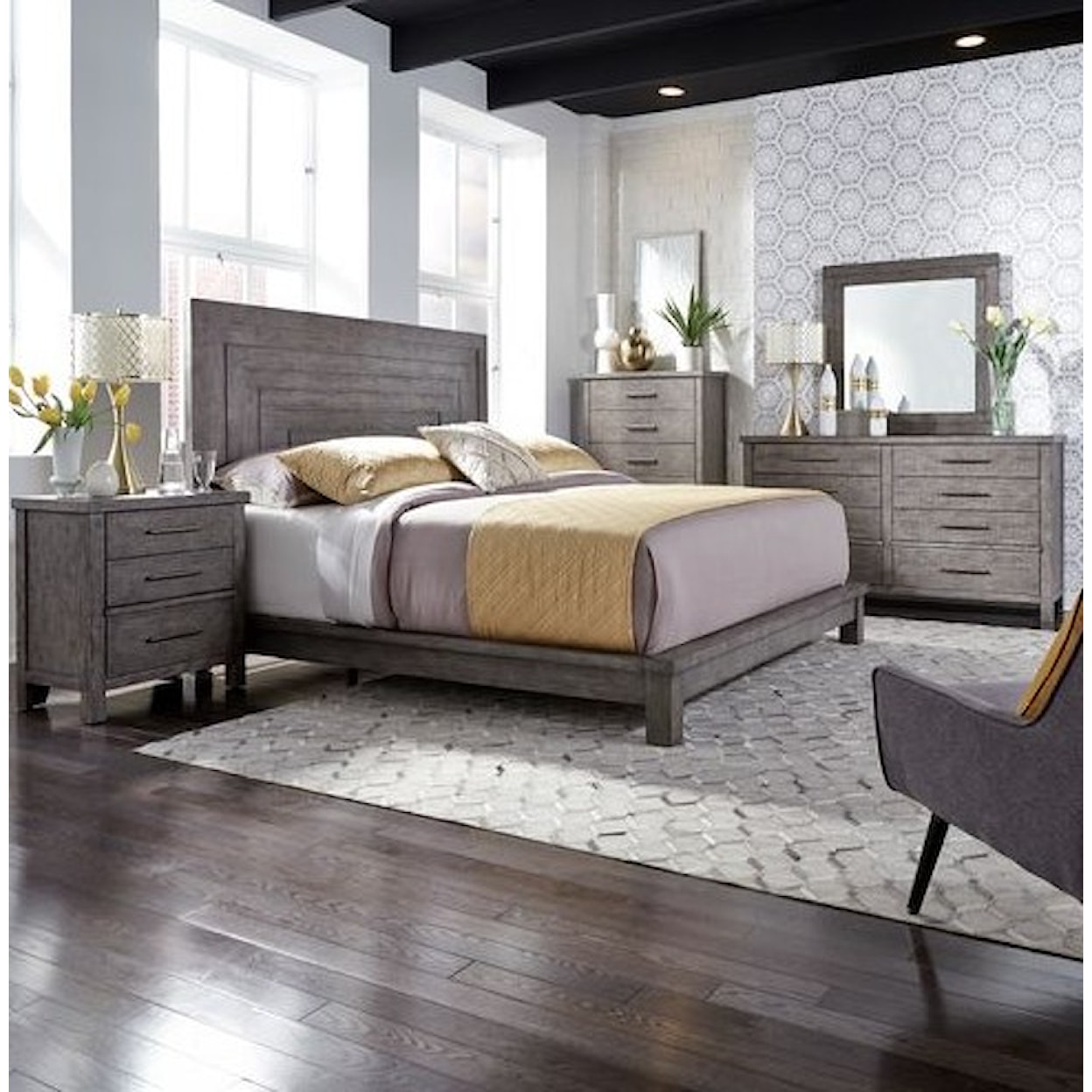 Liberty Furniture Modern Farmhouse 5-Piece California King Platform Bedroom Set