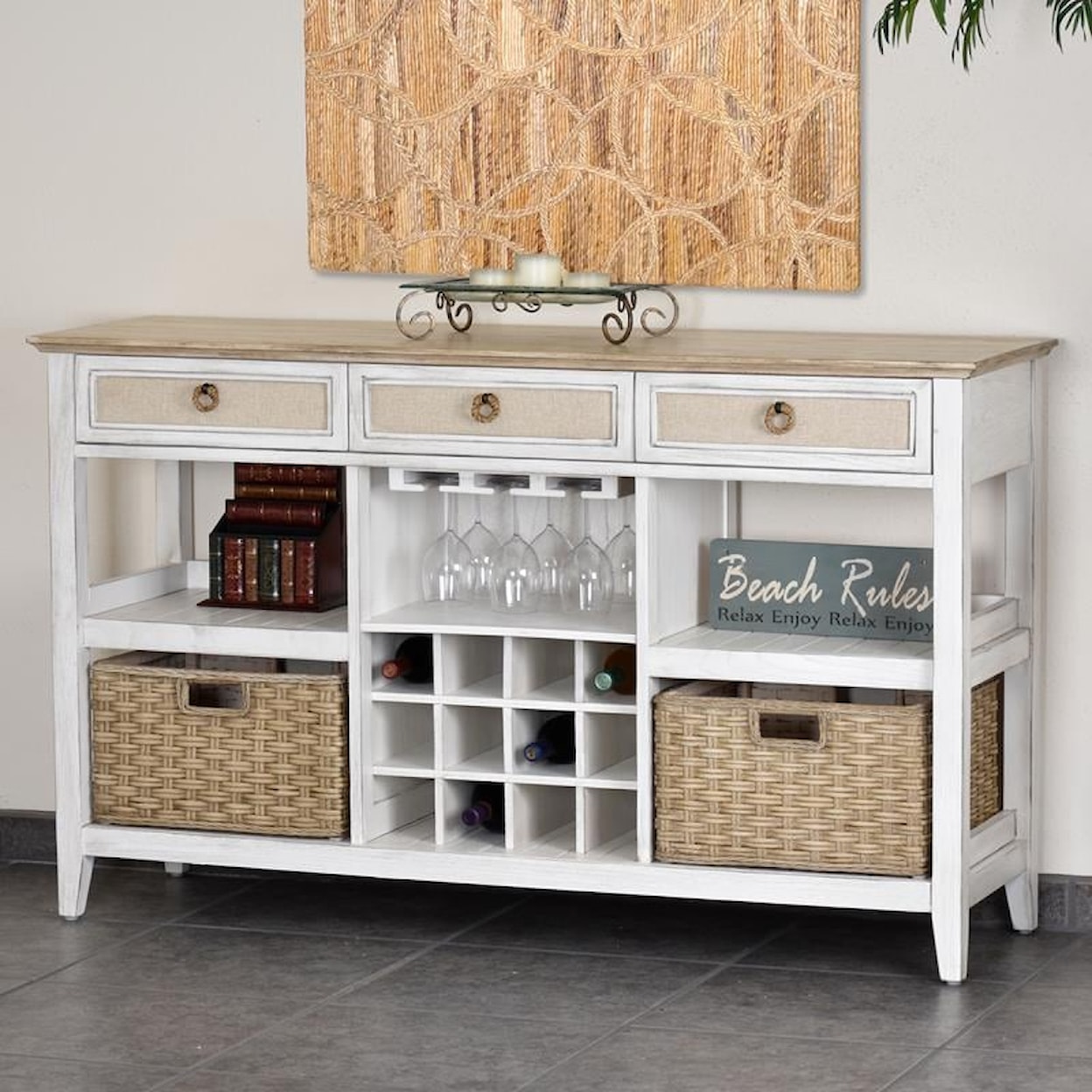 Sea Winds Trading Company Captiva Island Occasional Sideboard with Wine Rack