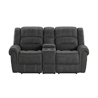 Traditional Reclining Console Loveseat with Cupholders