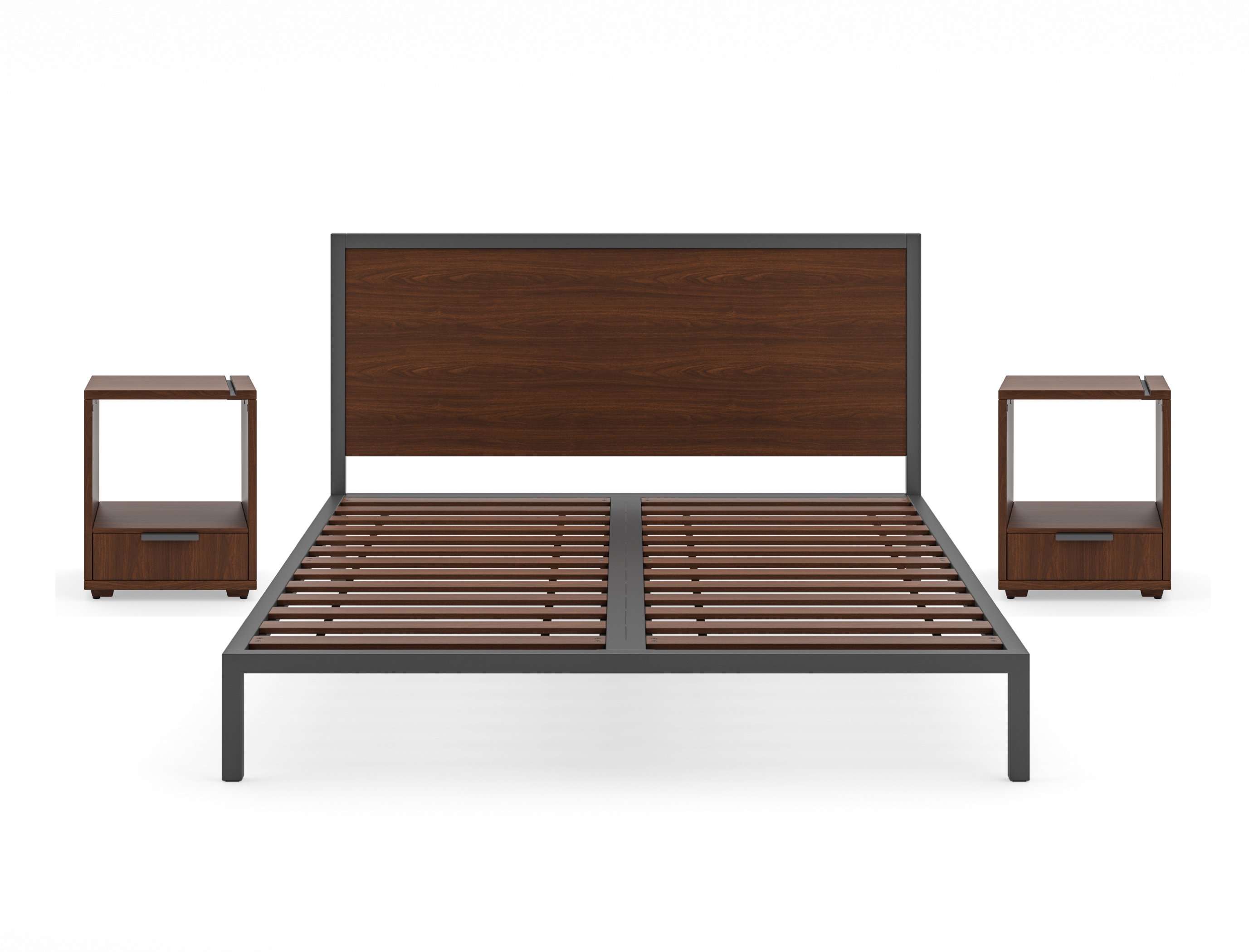 Queen Platform Bed with Two Nightstands