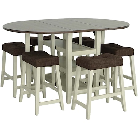 Transitional 7-Piece Counter-Height Dining Set