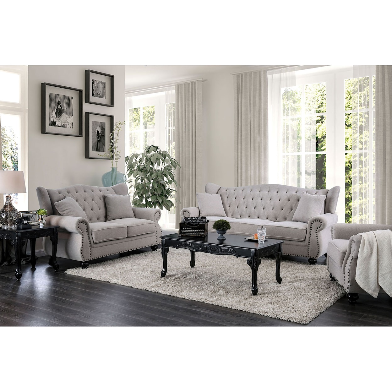 Furniture of America Ewloe Sofa and Loveseat Set 