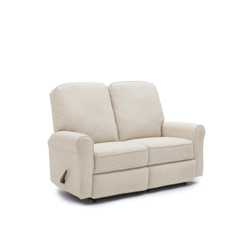 Transitional Power Reclining Space Saver Loveseat with Power Tilt Headrest