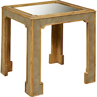 Traditional Square Side Table with Wood Trim