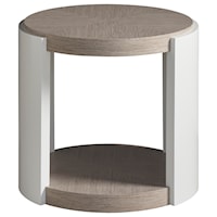 Contemporary Round End Table with Shelf