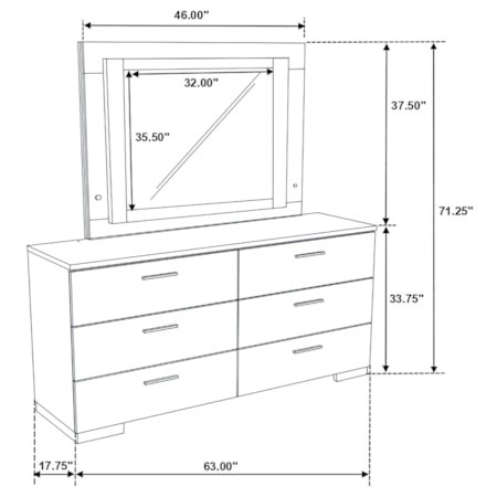 6-Drawer Dresser w/ LED Mirror