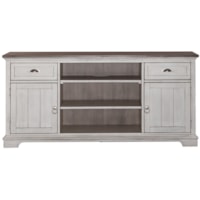 Farmhouse Entertainment TV Stand with Satin Nickel Hardware