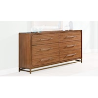 Contemporary 6-Drawer Dresser with Iron Leg Base