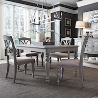 5-Piece Transitional Rectangular Dining Set with Leaf Insert