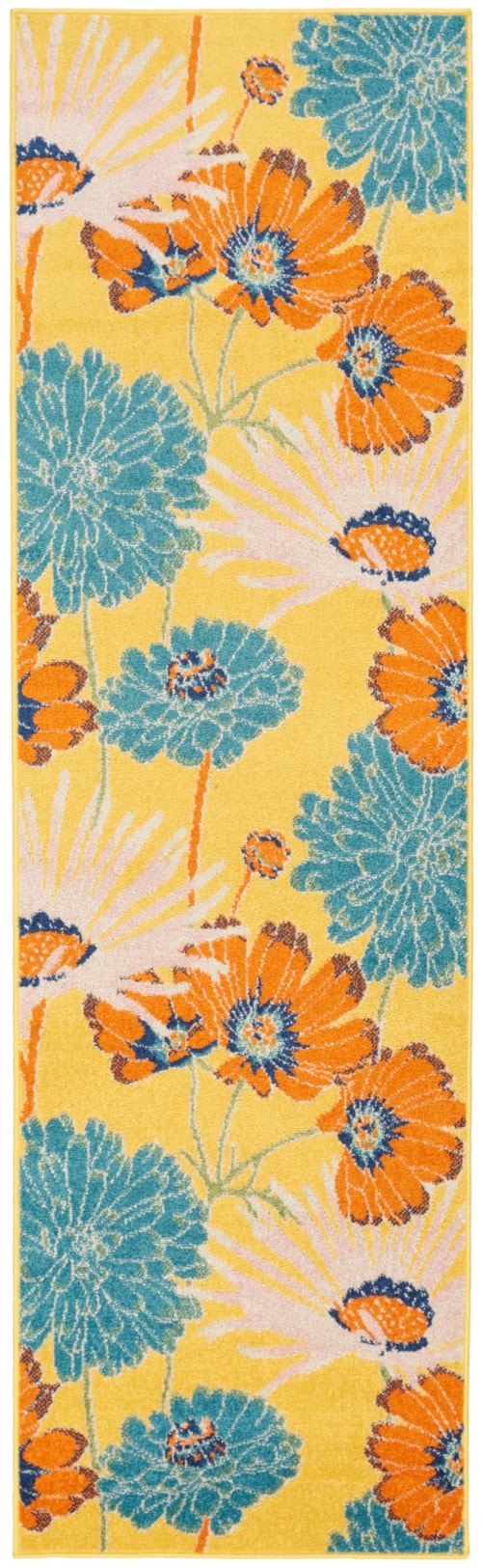2'3" x 7'6" Yellow Multicolor Runner Rug