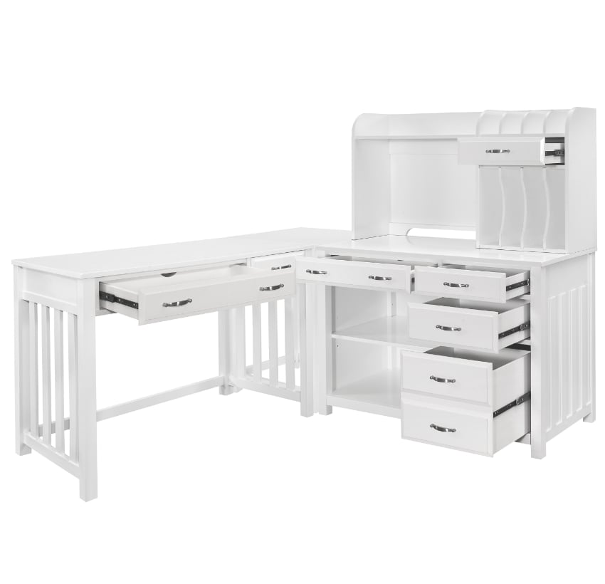 Homelegance Blanche 4-Piece Corner Desk