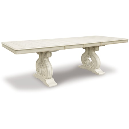 Traditional Dining Extension Table with Double Pedestal