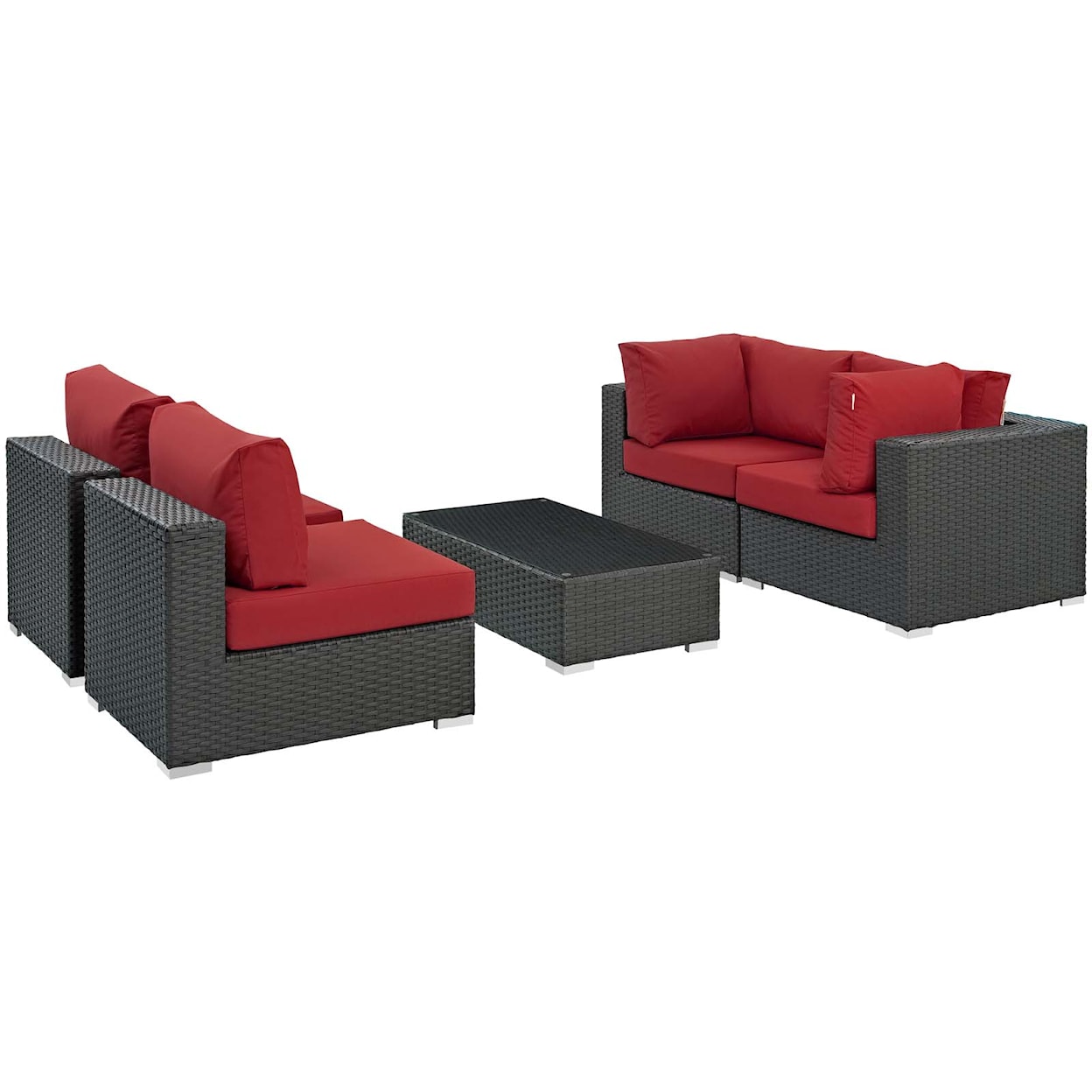 Modway Sojourn Outdoor 5 Piece Sectional Set