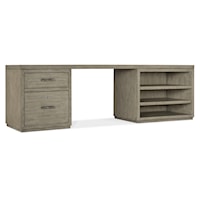 Casual Storage Desk with File Cabinet and Open Shelf Cabinet