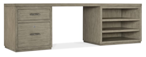 Casual Storage Desk with File Cabinet and Open Shelf Cabinet