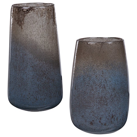 Ione Seeded Glass Vases, S/2