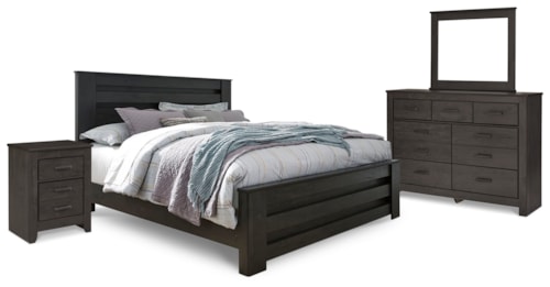 King Panel Bed, Dresser, Mirror And Nightstand