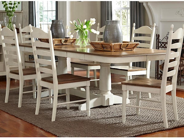 7-PieceTrestle Table Dining Set