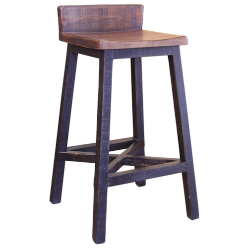 Rustic Bar Stool with Low Back
