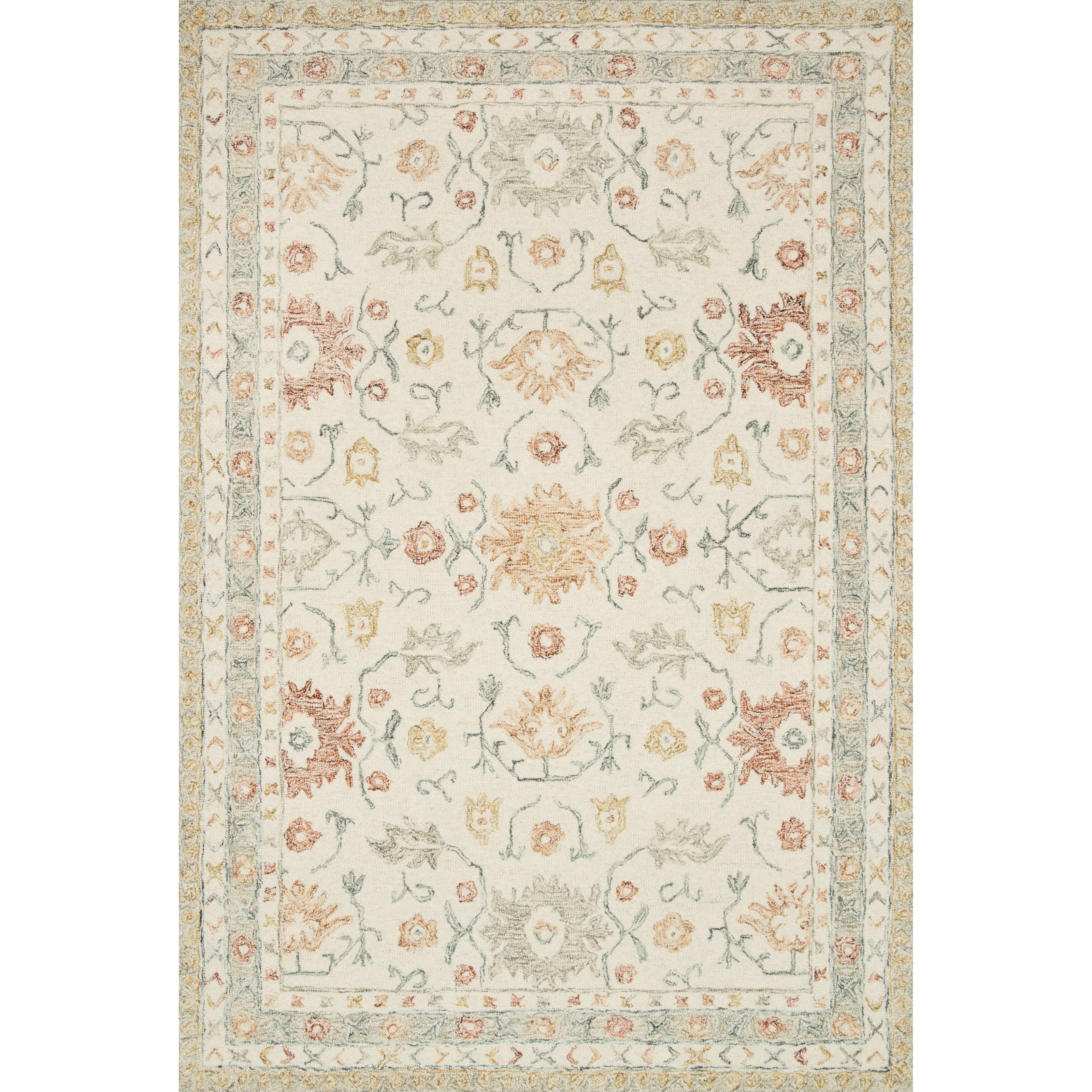 2'6" x 9'9" Ivory / Rust Rug