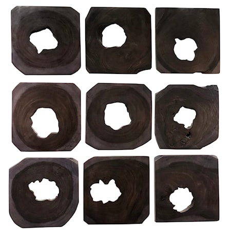 Bahati Ebony Wood Wall Art S/9