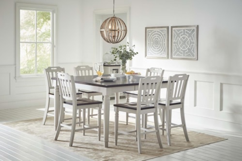 Farmhouse Counter Height Dining Table with 8 Chairs