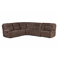Shadow Brown 6 Piece Modular Manual Reclining Sectional with Entertainment Console