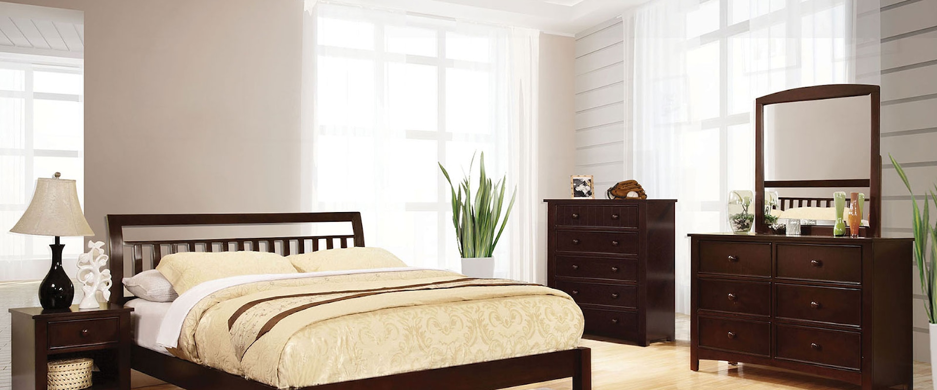 Transitional 5-Piece Queen Bedroom Set with Two Nightstands