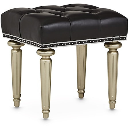 Glam Upholstered Vanity Bench with Button-Tufting