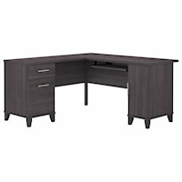 Somerset 60W L Shaped Desk with Storage in Storm Gray