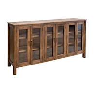 Rustic 6-Door Storage Console with Pendant Hardware