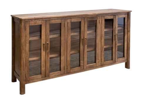 Rustic 6-Door Storage Console with Pendant Hardware