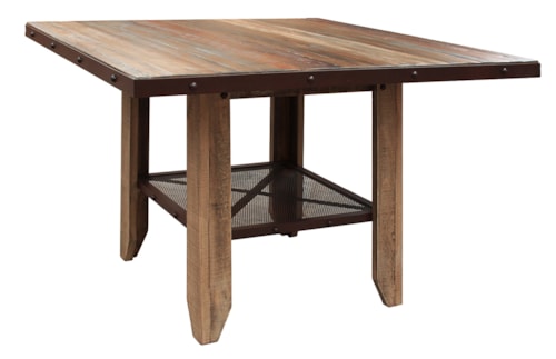 Rustic 53" Counter Height Dining Table with Storage