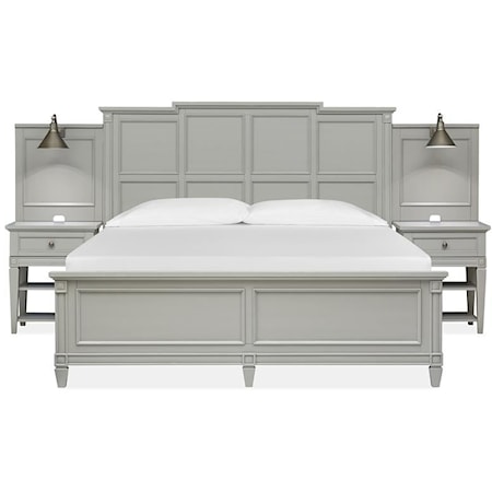 Contemporary California King Wall Bed with Two Nightstands