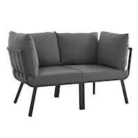 Riverside Coastal 2 Piece Outdoor Patio Aluminum Sectional Sofa Set - Gray/Charcoal