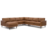 Contemporary 6-Seat Sectional Sofa with LAF Chaise and Built-in USB Charger
