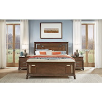 Transitional Rustic King Panel Bed