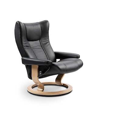 Stressless by Ekornes Wing Medium Reclining Chair with Classic Base