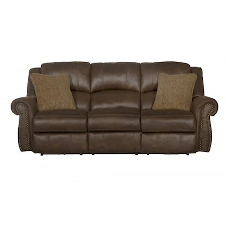 Transitional Power Headrest Power Reclining Sofa with USB Port