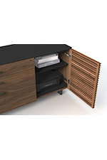 BDI Corridor Contemporary L-Shaped Desk with Louvered Doors and Keyboard Drawer