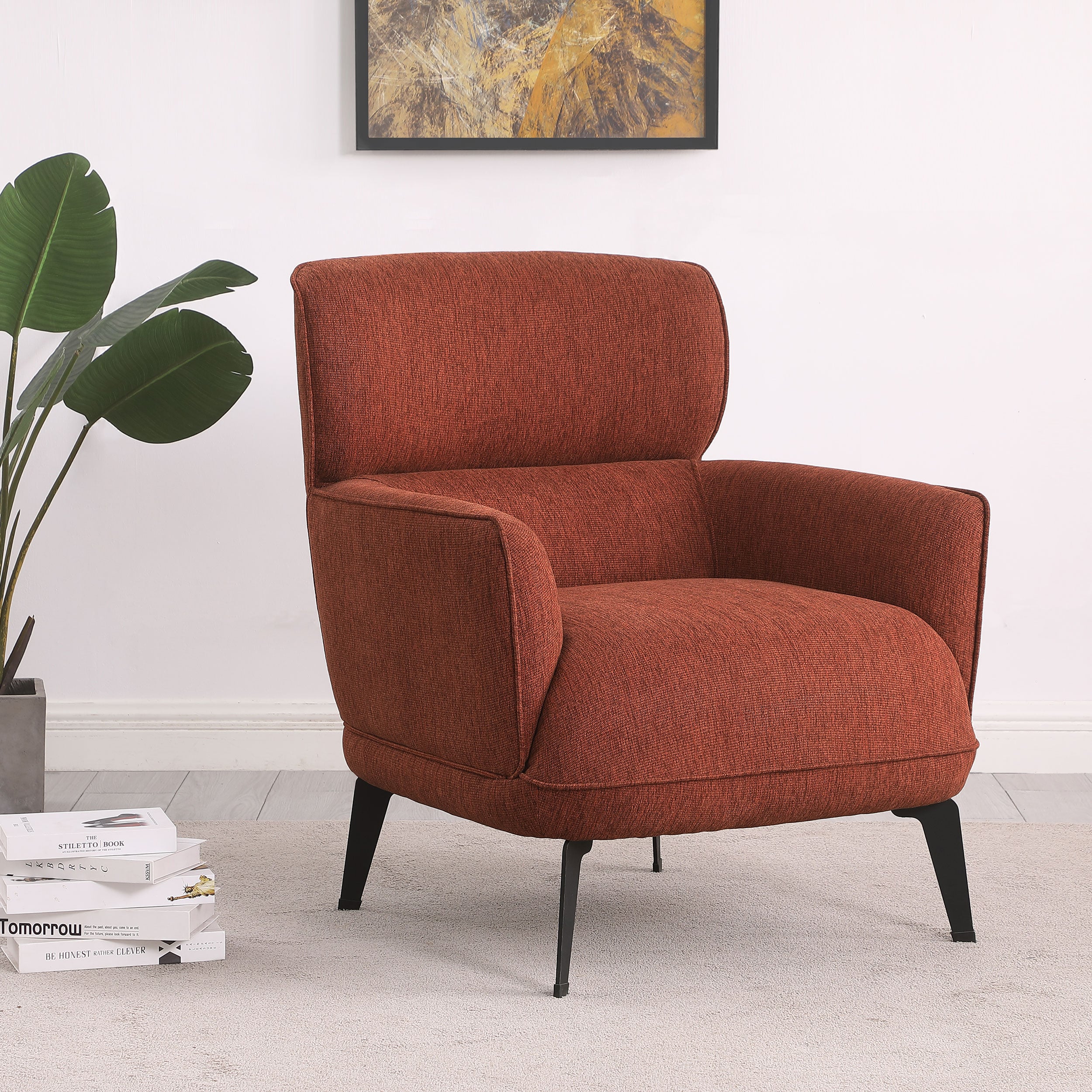 Andrea Crecent Arm Accent Chair Orange