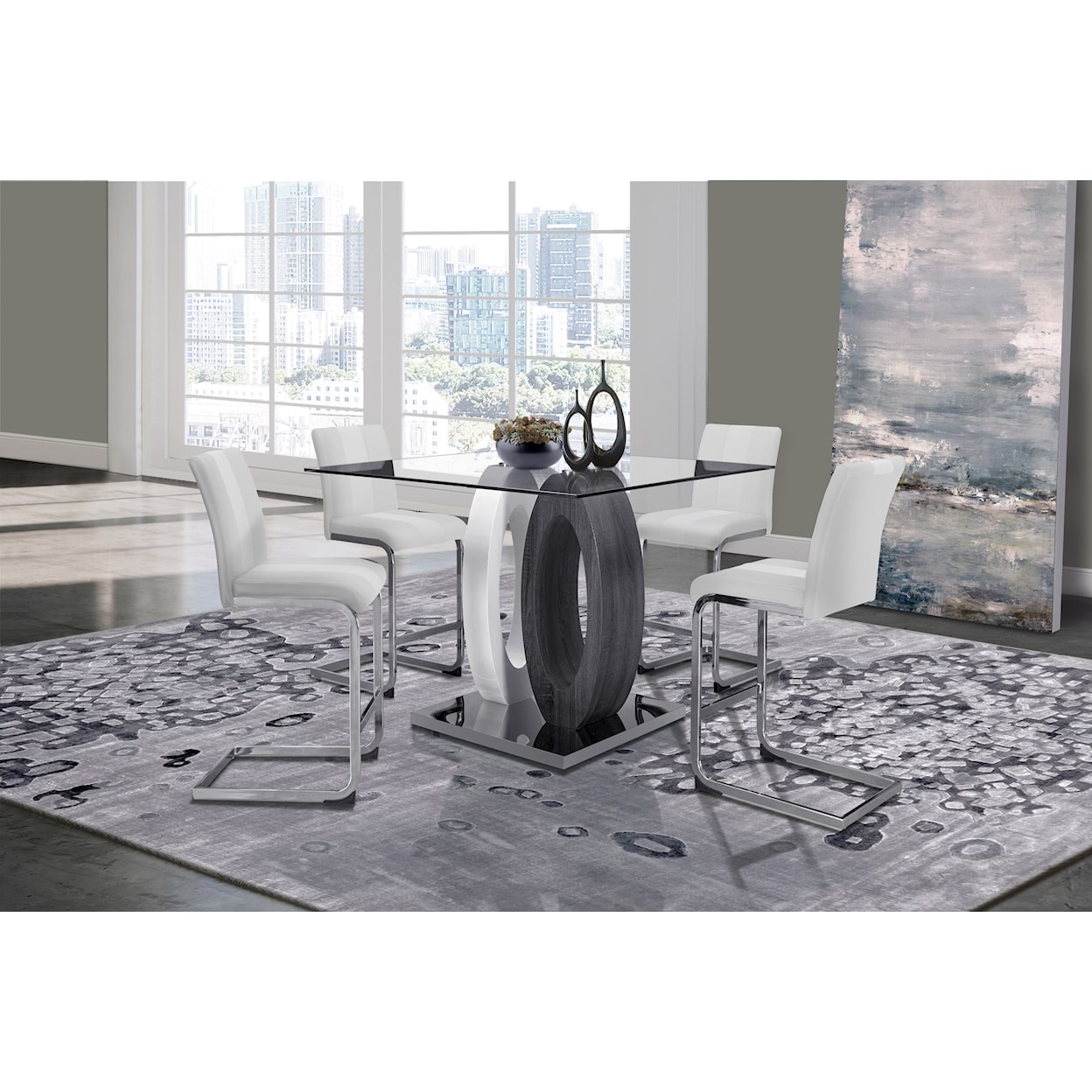 Global Furniture D1628BT Bar Table Set with 4 Bar Stools