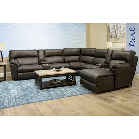 Casual 5-Piece Sectional Sofa with Heat, Massage, and Power Lumbar